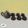 Bộ ấm trà đen hoa văn - Gốm Minh Tâm Phù Lãng Bắc Ninh - góc nghiêng