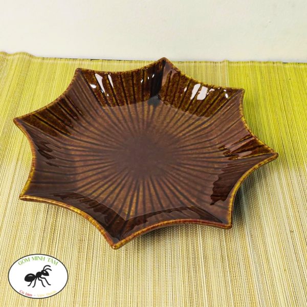 Đĩa sao sâu lòng 24cm- Gốm Minh Tâm Phù Lãng Bắc Ninh- nghiêng