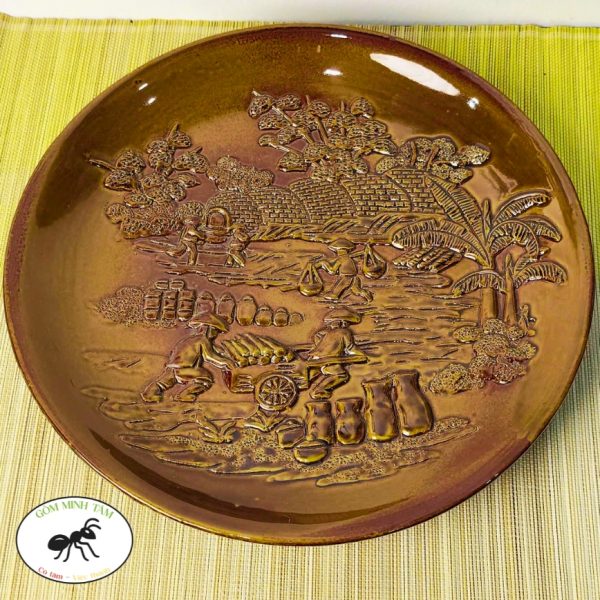 Tranh đĩa 31cm - Gốm Minh Tâm Phù Lãng Bắc Ninh- thẳng